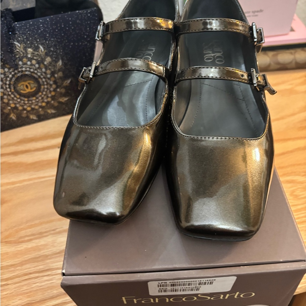 Franco Sarto Women's Tesoro Metallic Mary Jane Flats 7